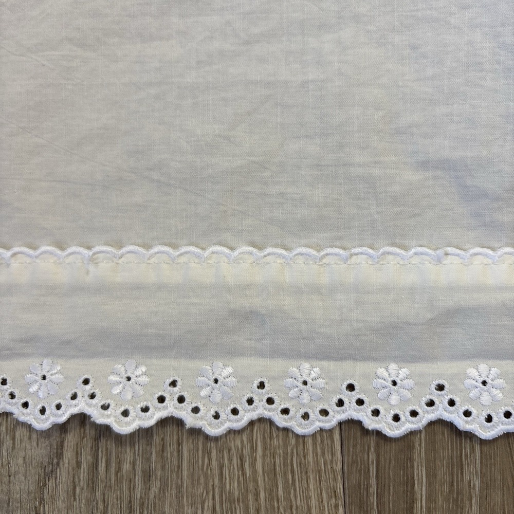 Vintage Ralph Lauren Chaumont Flat Sheet Queen Eyelet Lace Cottage Cotton USA